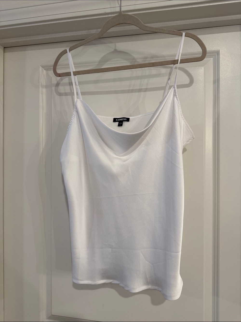 Express White Satin Cowl Neck Camisole